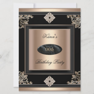 Invitación Agregar edad Cumpleaños Fiesta Art Deco Café Negro