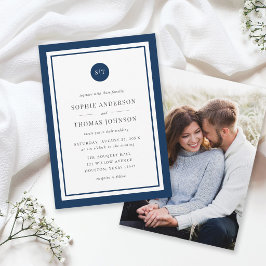 Invitación Agregar Foto Color Personalizado Monograma Redondo