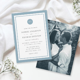Invitación Agregar Foto Color Personalizado Monograma Redondo