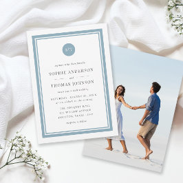Invitación Agregar Foto Monograma Redondo Editable Color Boda