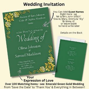 Invitación Agregar nombre del invitado Boda esmeralda verde y