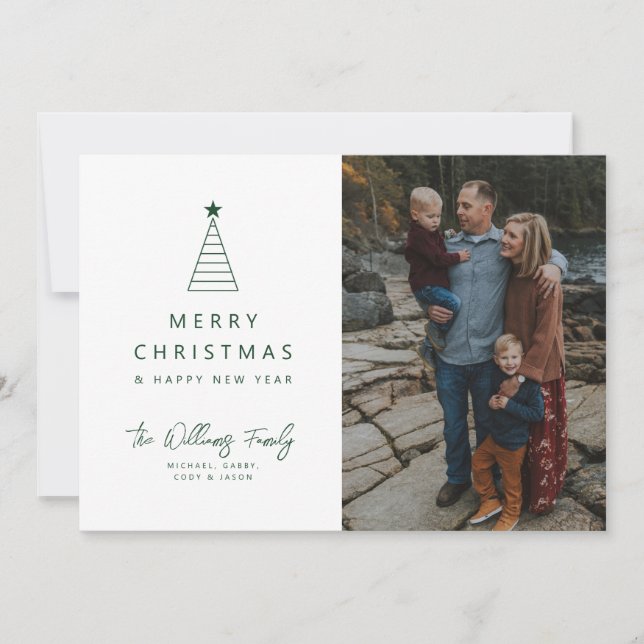 Invitación AGREGAR TU FOTO | Merry Christmas Geo Tree (Anverso)