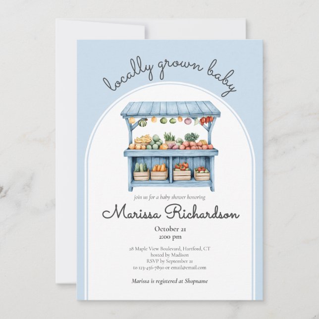 Invitación Agricultores comercializan Baby Boy Shower (Anverso)