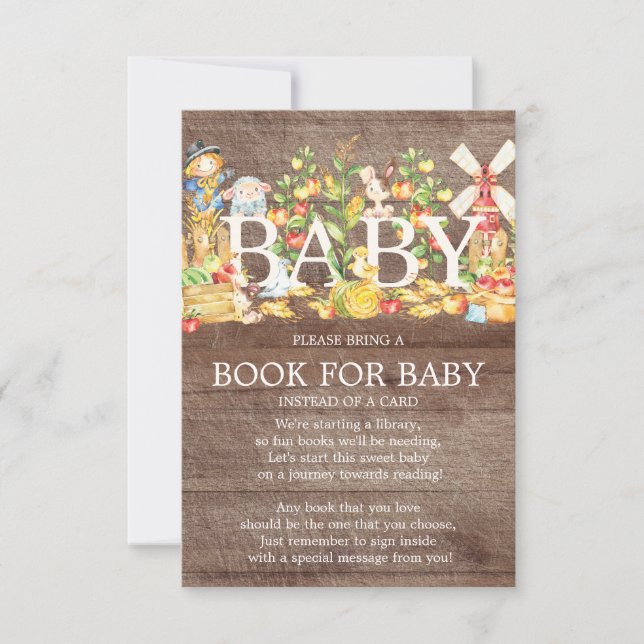 Invitación Agricultores comercializan libro de Baby Shower pa (Anverso)