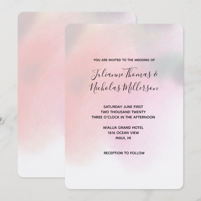 Invitación Agua abstracta de durazno rosa (Anverso / Reverso)