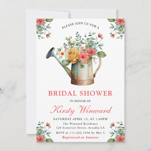Invitación Agua acuática floral puede ducha de novia (Anverso)