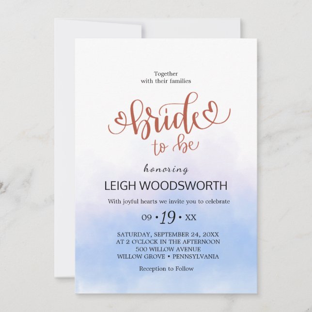 Invitación Agua acuática y dorada acuarela Beach Bridal Showe (Anverso)