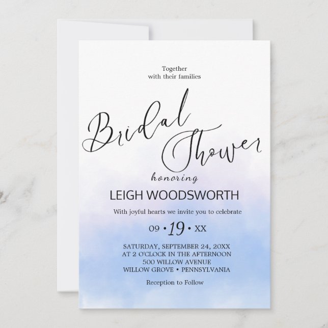 Invitación Agua acuática y dorada acuarela Beach Bridal Showe (Anverso)