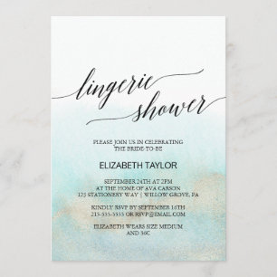 Invitación Agua acuática y dorada acuarela Beach Lingerie Sho