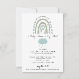 Invitación Agua Arcoiris Azul Bebé Ducha Por Correo