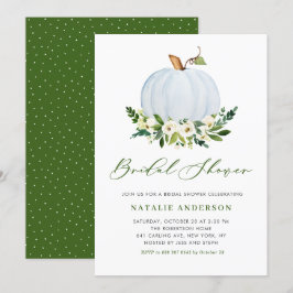 Invitación Agua Azul Calabaza Floral Caída Británica Ducha de