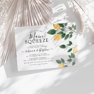 Invitación Agua Botánica Lemon Greenery Ducha Pareja