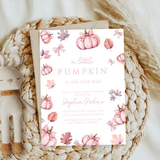 Invitación agua color de la proa rosa lindo chica calabaza be