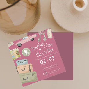 Invitación Agua color rosa viaje por carretera ducha de novia