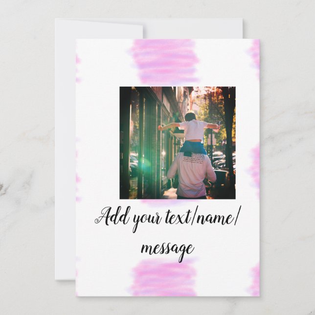 Invitación agua de acuarela rosa púrpura padre hijo papá agre (Anverso)