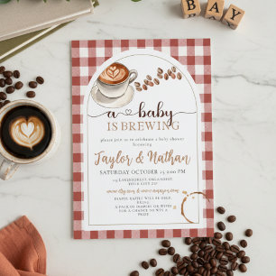 Invitación agua de bebé está preparando gingham Baby Shower