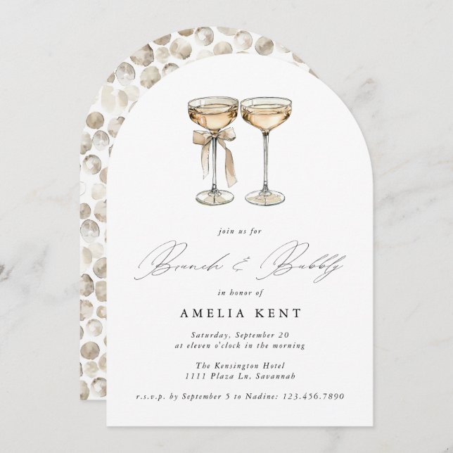 Invitación Agua de Brunch y burbuja Champán Ducha de novias (Anverso / Reverso)