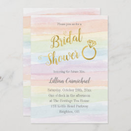 Invitación Agua de color arcoiris ducha de novia con oro