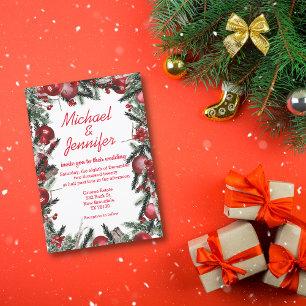 Invitación agua de color vintage navidad vegetación boda rojo