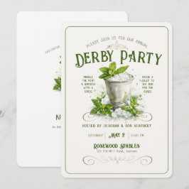 Invitación Agua de Fiesta Moderna de Derby Acuarela Mint Jule