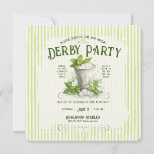 Invitación Agua de Fiesta Moderna de Derby Acuarela Mint Jule