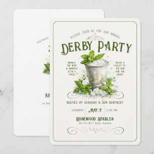 Invitación Agua de fiesta moderna Derby acuarela Menta Julep 