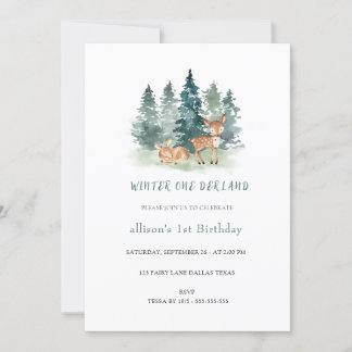 Invitación Agua de invierno Onederland Primer cumpleaños