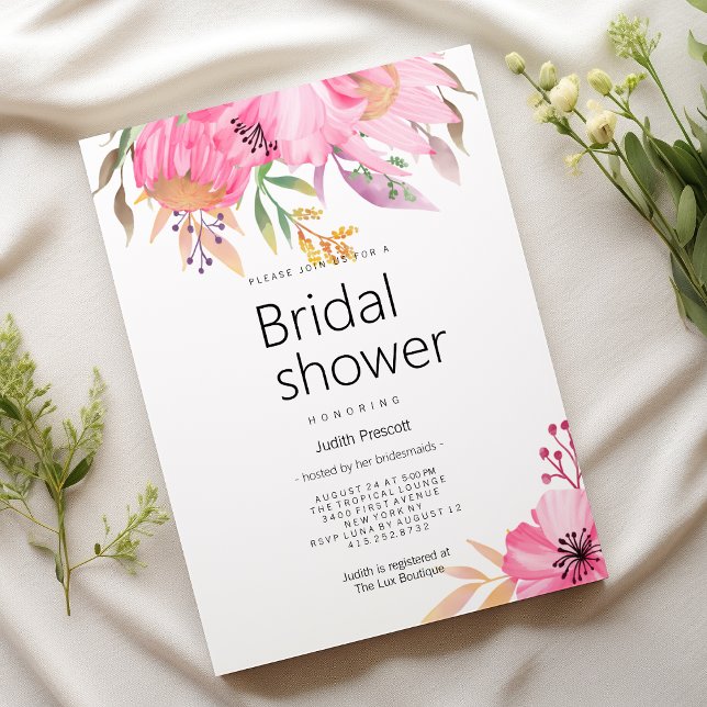Invitación Agua de jardín botánico floral Bridal Shower (Watercolor botanical garden floral Bridal Shower)