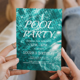 Invitación Agua de Piscina Verde Oscuro I Fiesta en la Piscin