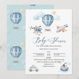 Invitación Agua Ducha de bebé en el transporte