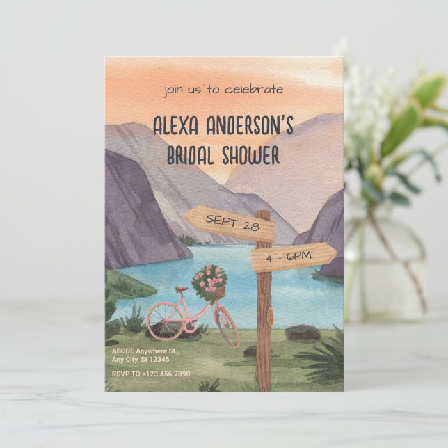 Invitación Agua estética Ducha de novia en el lago (Anverso de pie)