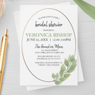 Invitación Agua Eucalyptus Oval Bridal Shower