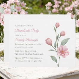 Invitación Agua Floral Acuarela Rosa Salvia Fiesta de Despedi
