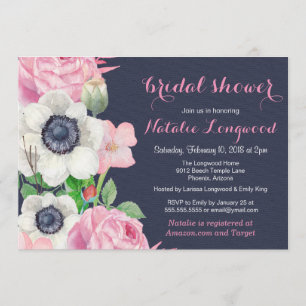 Invitación Agua Floral Anemone Bebé o Ducha Británica