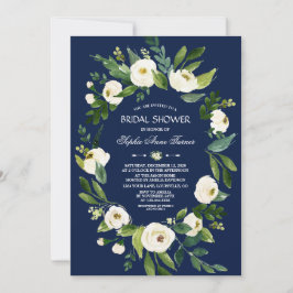 Invitación Agua Floral Blanca Floral Azul Ducha de Novias