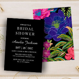 Invitación Agua floral de ducha de novia negra