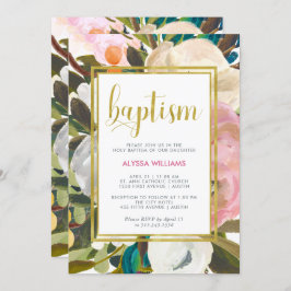 Invitación Agua Floral Delicada | Bautismo