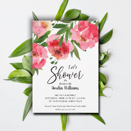 Invitación Agua Floral rosa ducha de novia