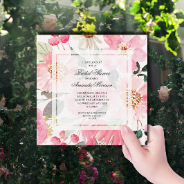 Invitación Agua Floral rosa ducha de novia