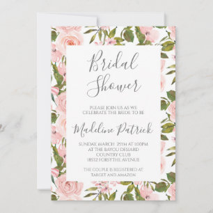 Invitación Agua Floral rosa ducha de novia
