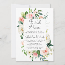 Invitación Agua Floral rosa ducha de novia