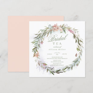 Invitación Agua Floral Verdor Wreath Té de novia