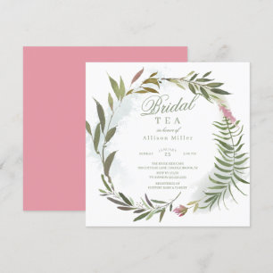 Invitación Agua Floral Verdor Wreath Té de novia
