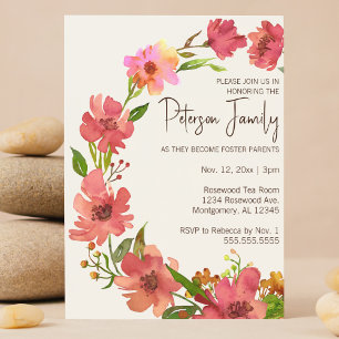 Invitación Agua Floral Wreath Foster Bebé/Ducha Infantil