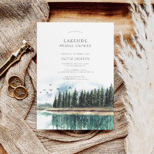 Invitación Agua Lakeside Elegante Ducha Bridal