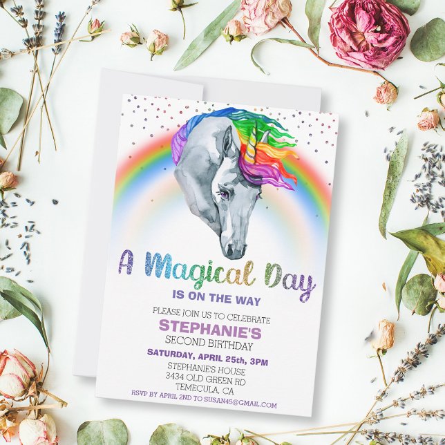 Invitación Agua mágica unicornio Purpurina arcoíris (Subido por el creador)