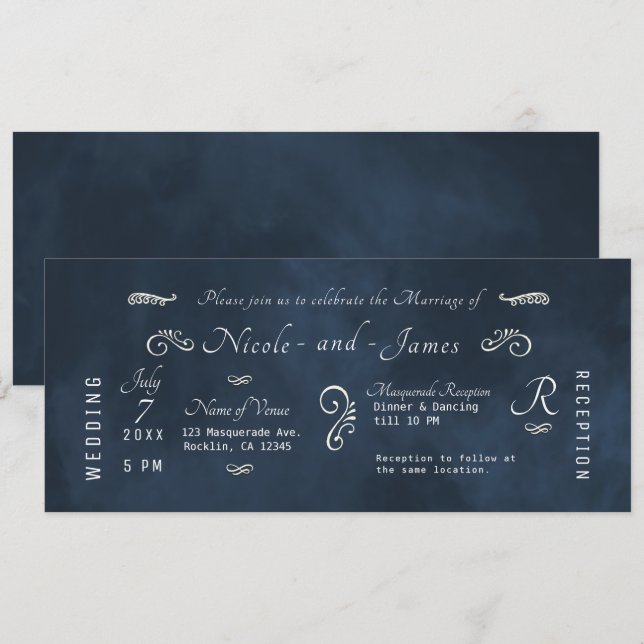 Invitación Agua moderna azul marino oscura y temperamental pa (Anverso / Reverso)