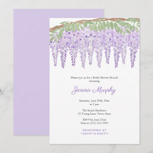 Invitación Agua Morada Wisteria Bridal Shower Fiesta