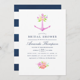 Invitación Agua Náutica Temática Floral Bridal Ducha