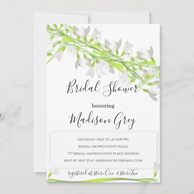 Invitación Agua Nieve gotas de nieve Art Floral Ducha de novi (Anverso)